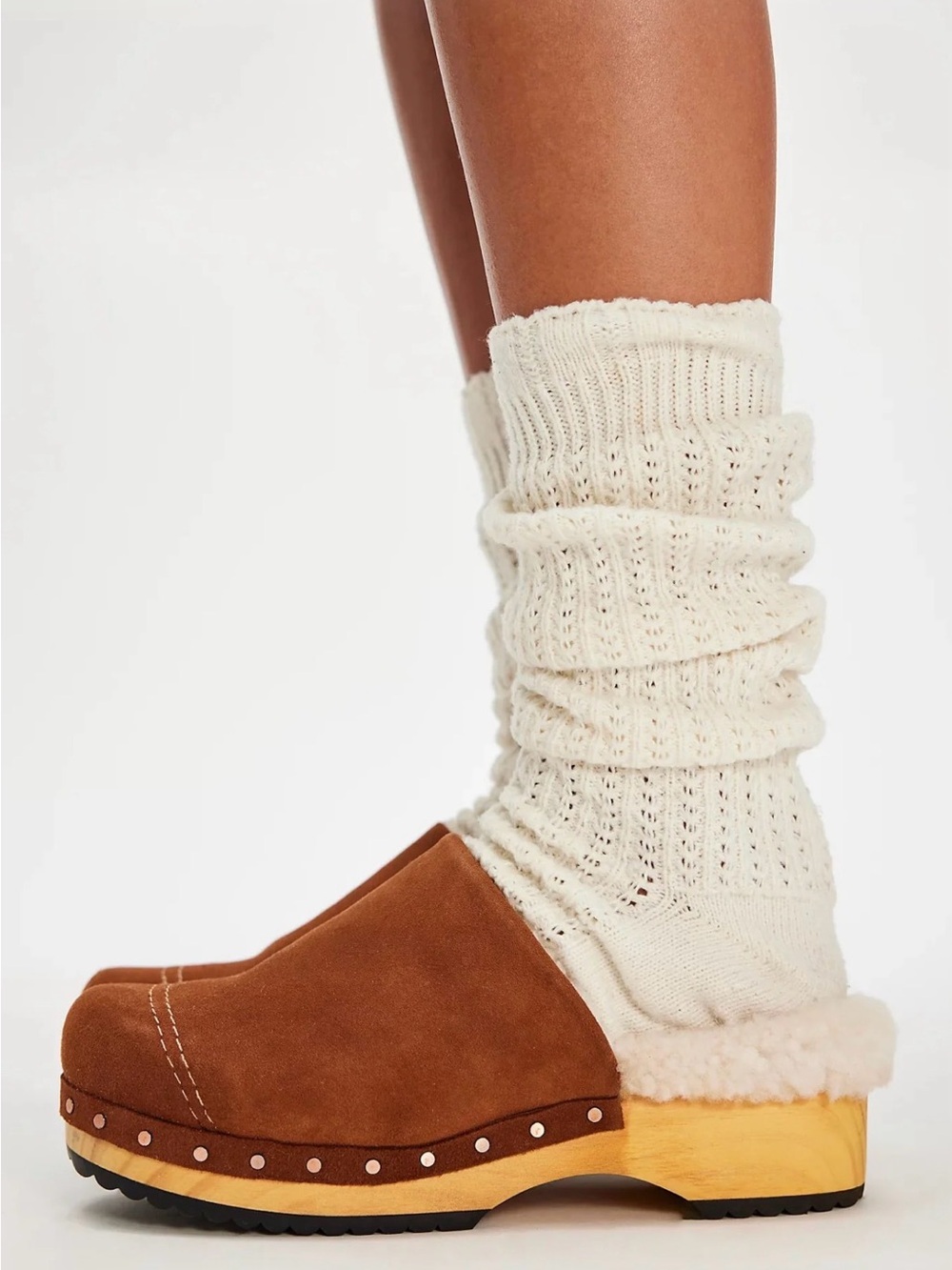 Free People Tan Suede Clog Mules Size 8.5